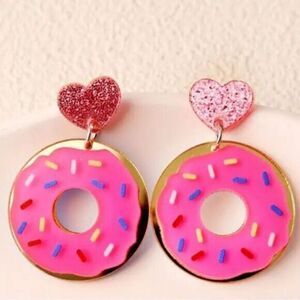 NWT Pink Frosted Donut Dangle Earrings
